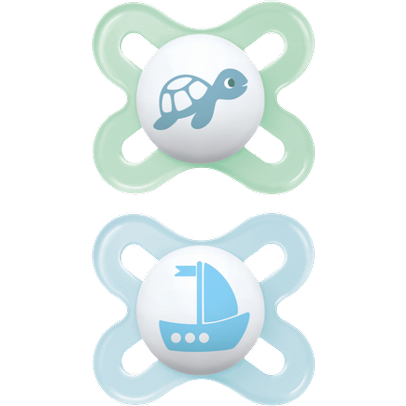 MAM Start Blue Cute Turtle & Sailboat Design 0–2M Sut – 2 stk