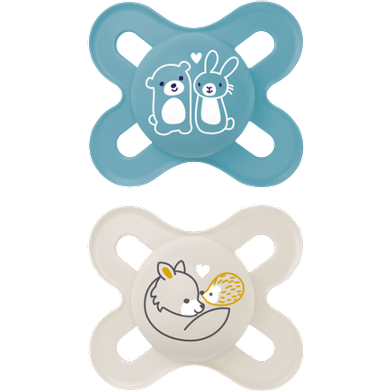 MAM Start Blue & White Animal Design 0–2M Sut – 2 stk