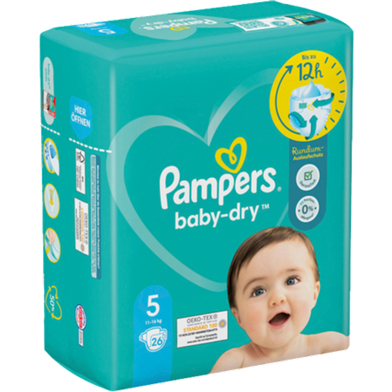 Pampers Baby-Dry Taglia 5 (11-18 kg) 26 pezzi.