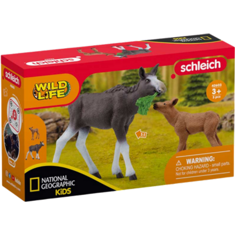 Schleich National Geographic Elg med Kalv Figur