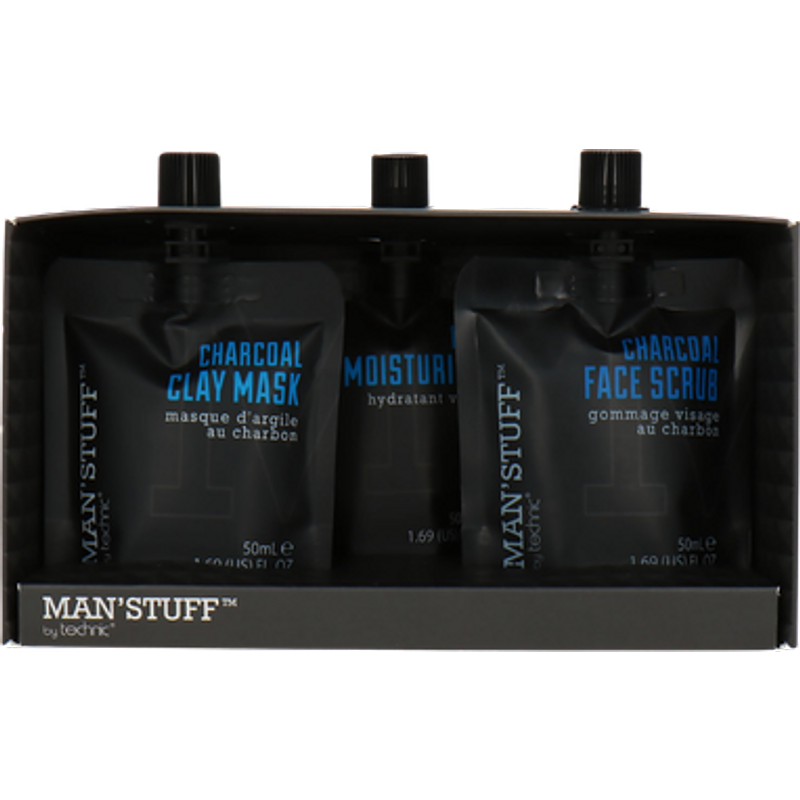 Technic Man Stuff Set regalo per la cura della pelle al carbone - 3 x 50 ml