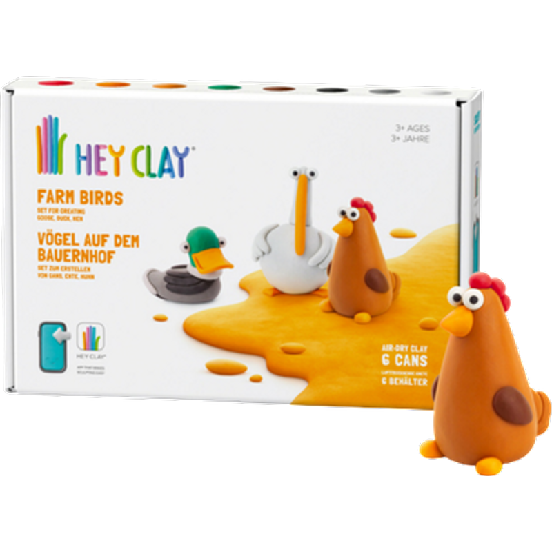 Tomy Hey Clay Gårdfugle Medium Modelleringssæt – 6 stk