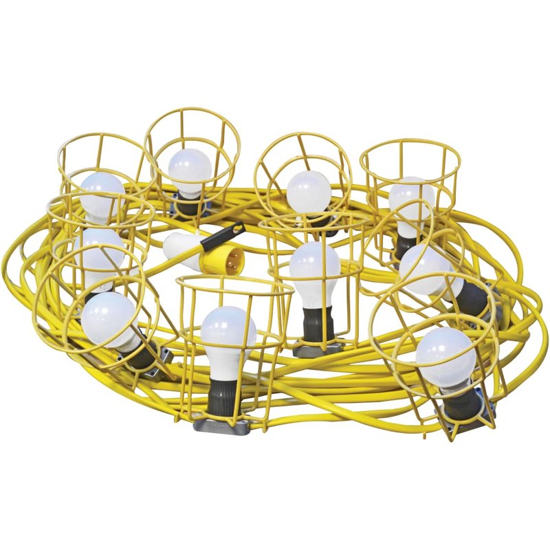 Faithfull Power Plus Festoon Lights Low Energy 10 LED Bulbs 110V 22m HL-03ES-22-LED