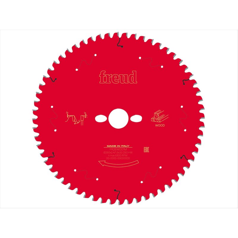 Freud Wood Mitre Saw Blade 260 x 30 x 2.4/1.8mm x 60T F03FS09760