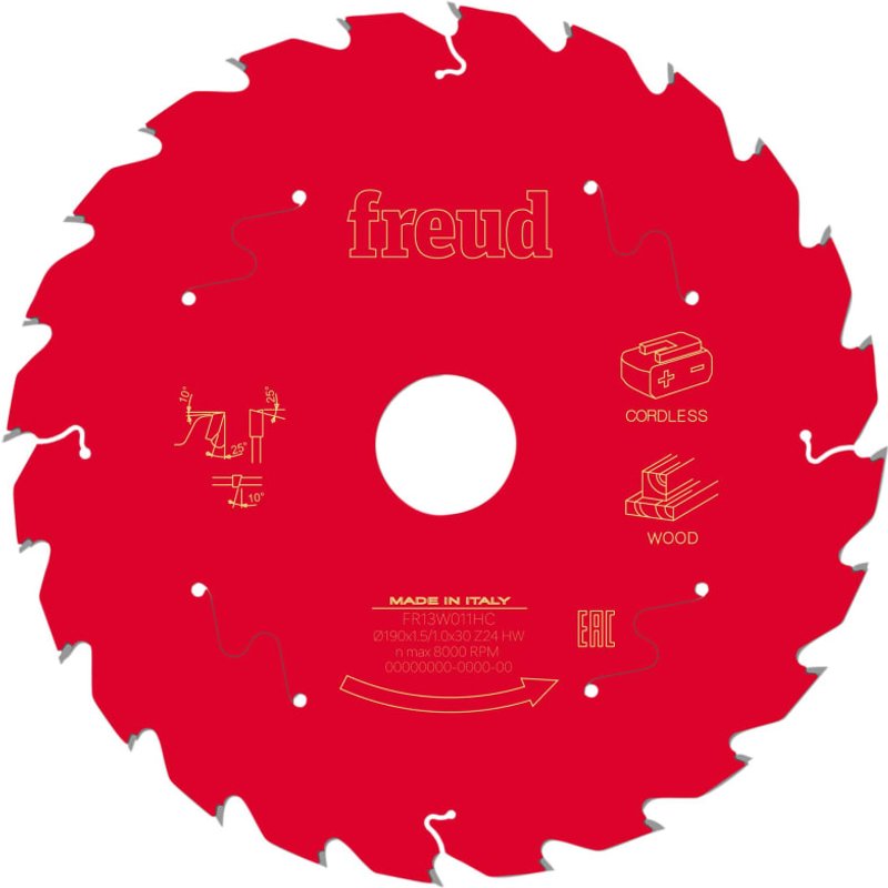 Freud Wood Circular Saw Blade 190 x 30 x 1.45/1mm x 24T F03FS10058