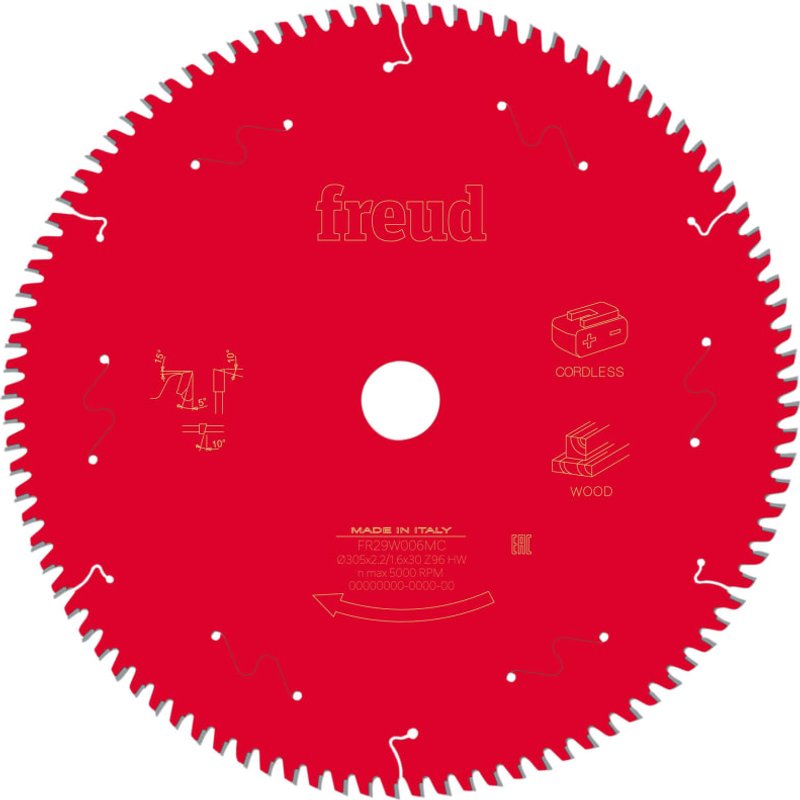 Freud Wood Mitre Saw Blade 305 x 30 x 2.2/1.6mm x 96T F03FS10067
