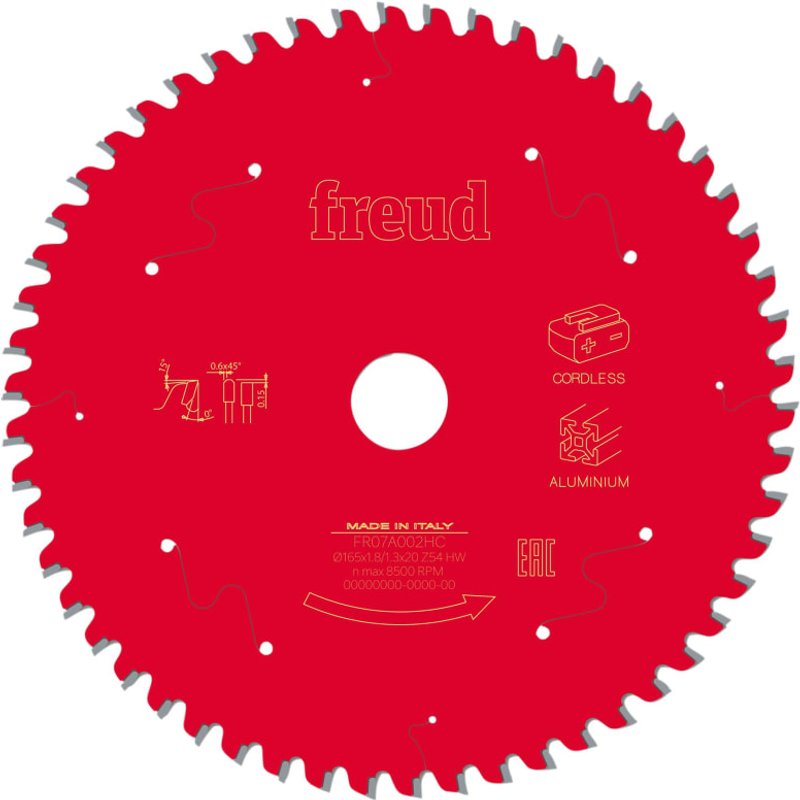 Freud Metal Circular Saw Blade 165 x 20 x 1.8/1.3mm x 54T F03FS10086