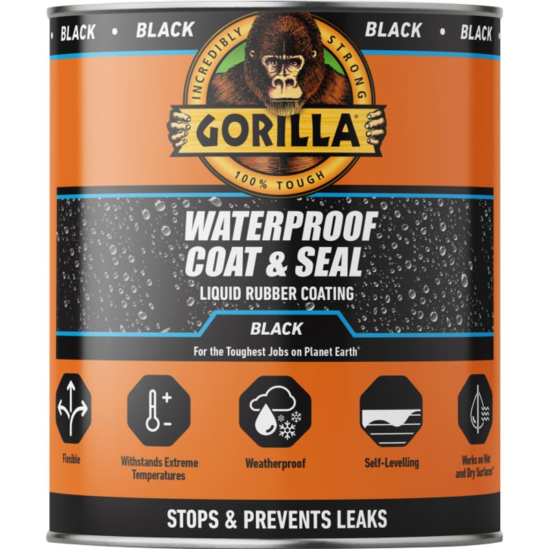 Gorilla Glue Waterproof Coat & Seal Liquid Rubber Coating Black 946ml 114558
