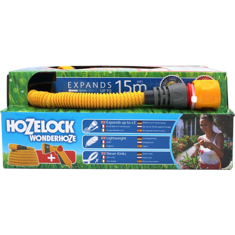 Hozelock Wonderhoze 15m + Multi Spray Gun 100-101-259 100-101-259