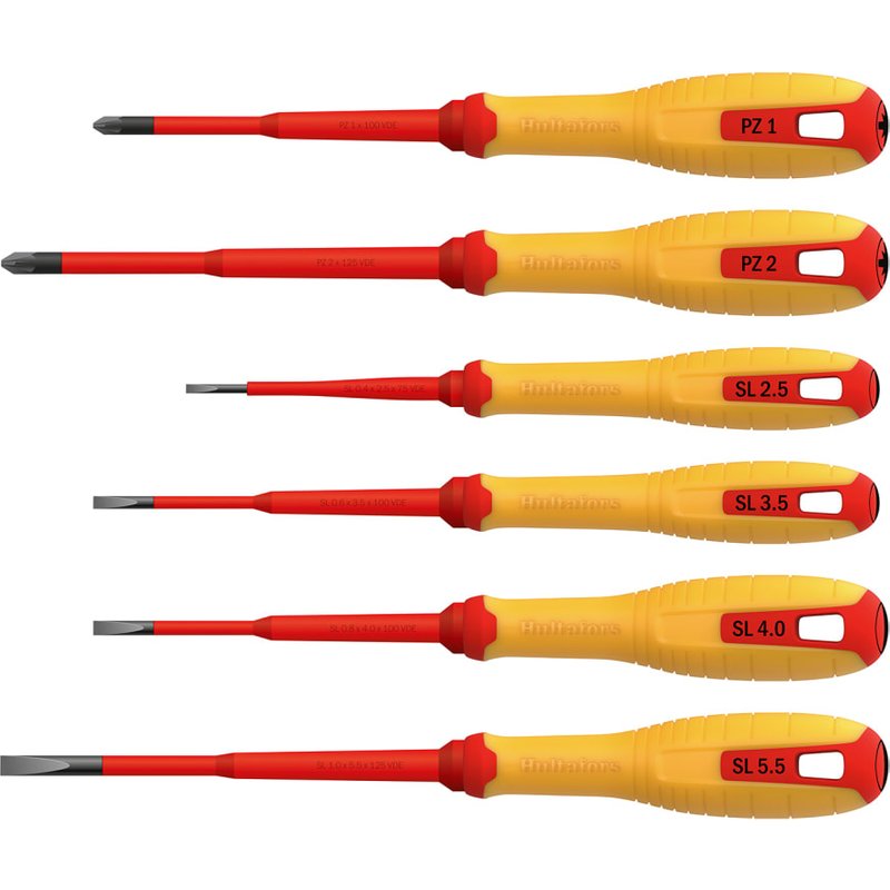 Hultafors VDE Pozidriv & Slotted Screwdriver Set, 6 Piece HUL444465