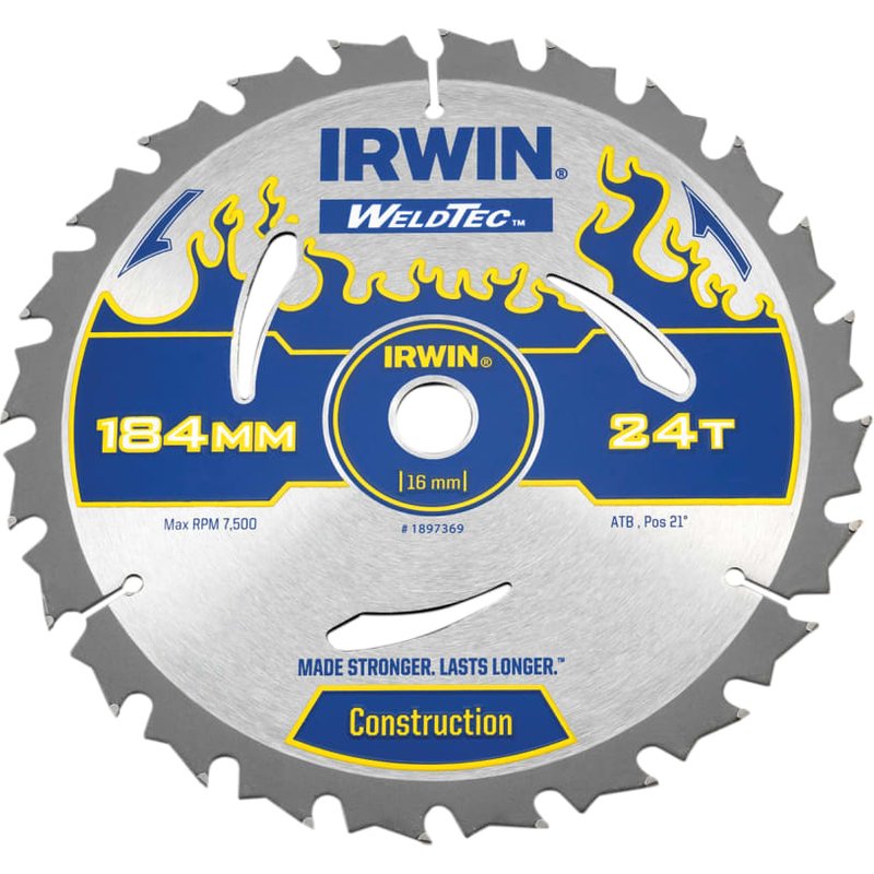 Irwin IRWIN® Weldtec Circular Saw Blade 184 x 16mm x 24T ATB 1897369