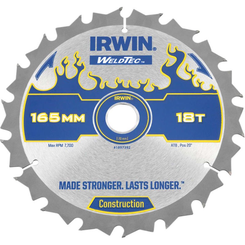 Irwin IRWIN® Weldtec Cordless Circular Saw Blades 165 x 20mm x 18T ATB 1897392