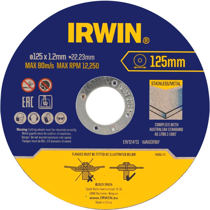 Irwin IRWIN® Metal Cutting Disc 125 x 1.2 x 22.2mm Tin of 10 IW8082106