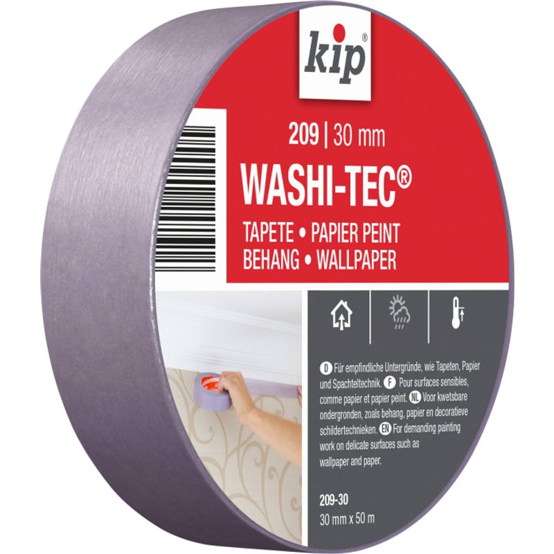 KIPĀ® 209 Premium Low Tack WASHI-TECĀ® Masking Tape 30mm x 50m 222546