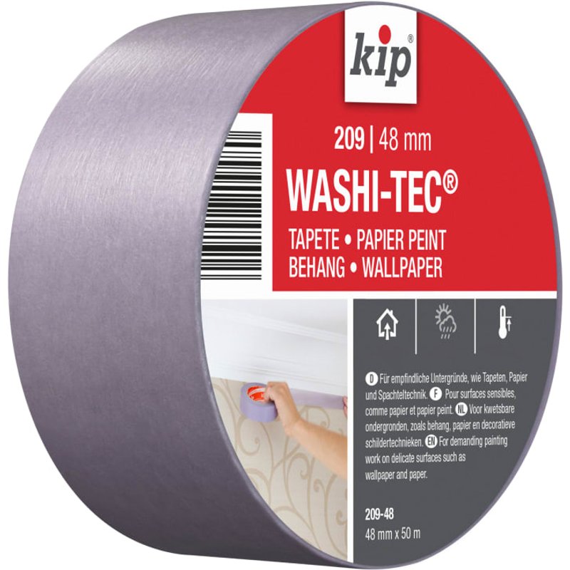 KIPĀ® 209 Premium Low Tack WASHI-TECĀ® Masking Tape 48mm x 50m 222547