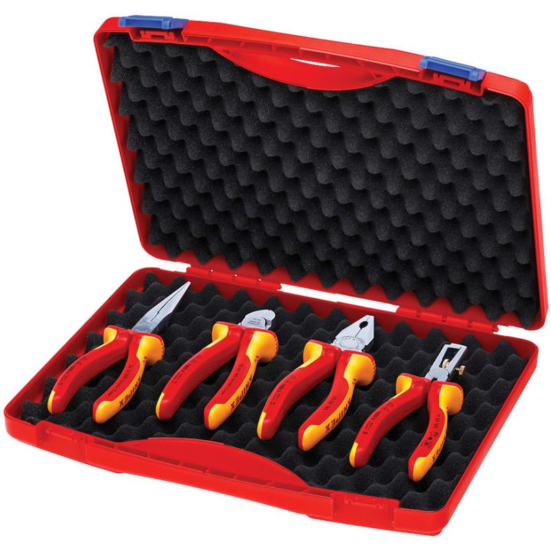 Knipex 00 20 15 VDE Pliers Set in Case, 4 Piece 00 20 15