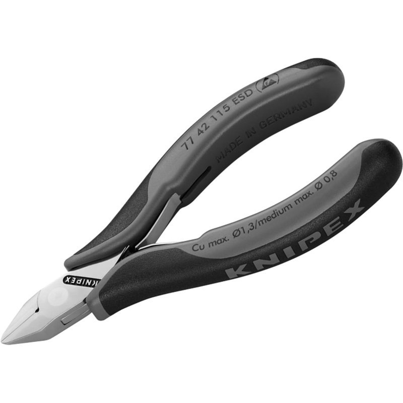 Knipex 77 42 115 ESD Electronics Diagonal Cutters Pointed Head, Non Bevelled 115mm 77 42 115 ESD