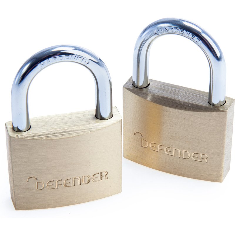 DEFENDER Brass Padlock Twin Pack 40mm DFBP4T