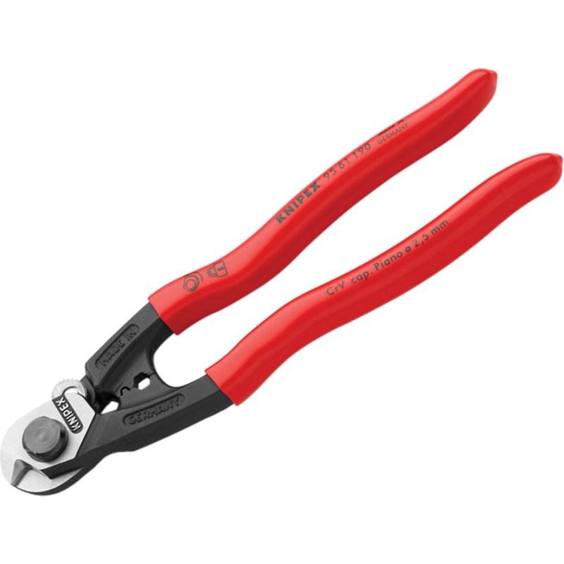 Knipex 95 61 190 Wire Rope/Bowden Cable Cutter Plastic Coated Grip 190mm 95 61 190 SB