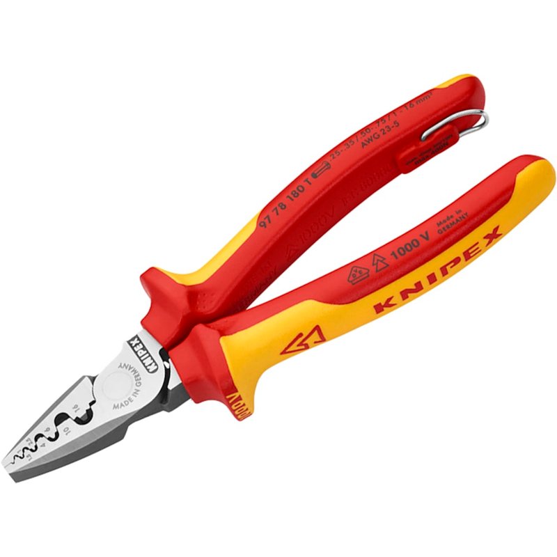 Knipex 97 78 180 T VDE Crimping Pliers with Tether Point 180mm 97 78 180 T