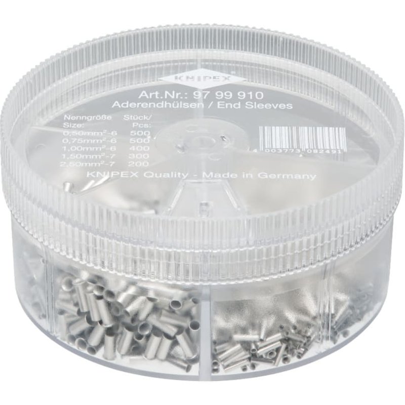 Knipex 97 99 910 Non-Insulated Wire Ferrules Assortment Box, 1,900 Piece 97 99 910