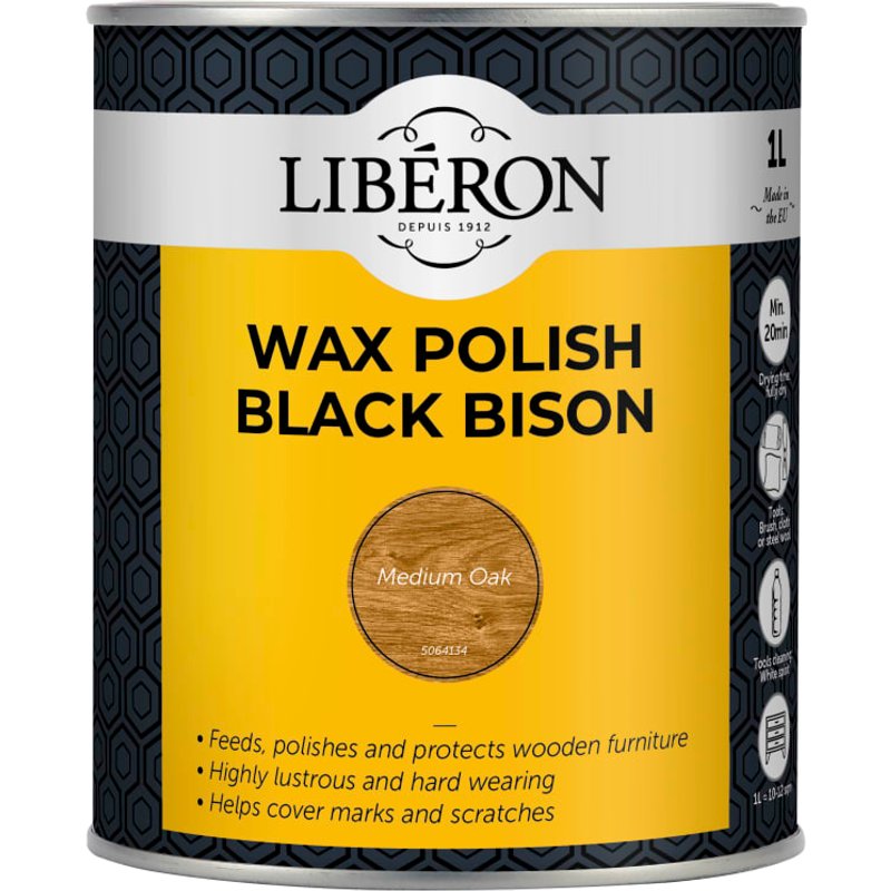 Liberon Black Bison Wax Paste Medium Oak 1kg 126885