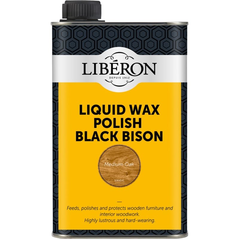 Liberon Liquid Wax Polish Black Bison Medium Oak 500ml 126889