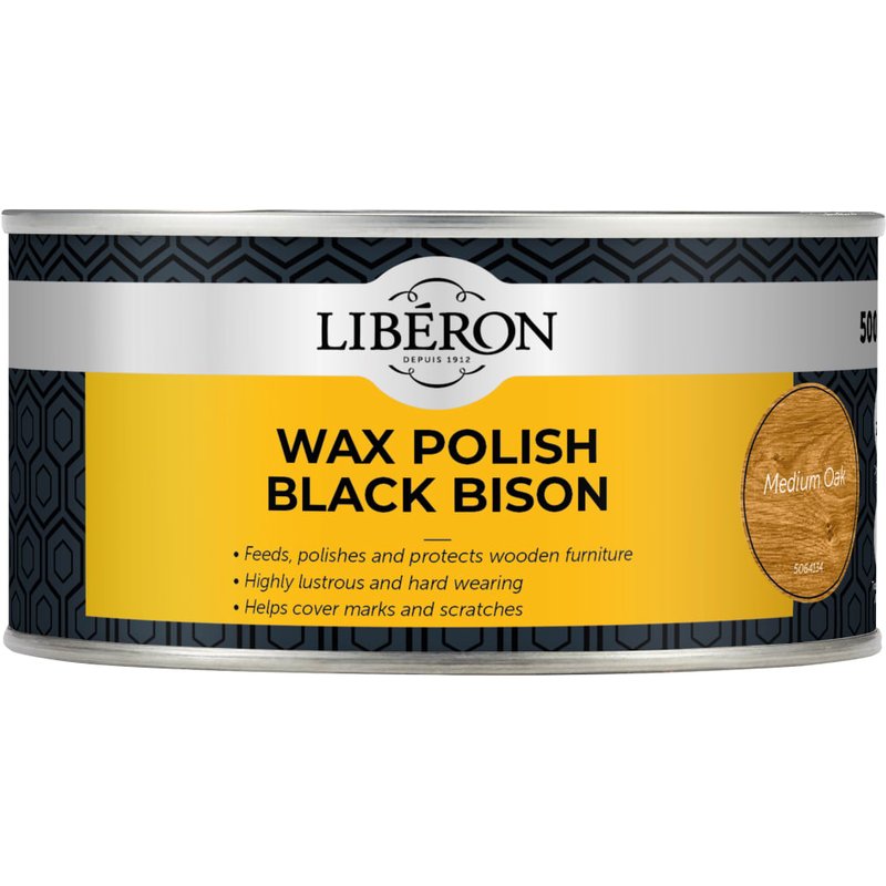 Liberon Bison Paste Wax Medium Oak 500ml 126877