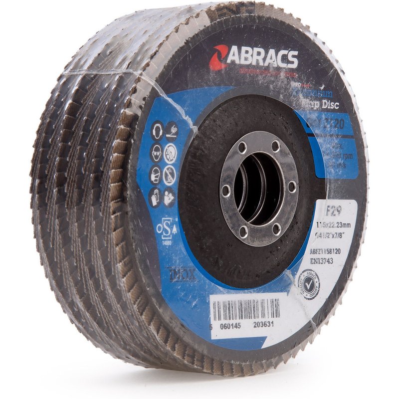Abracs ABFZ115B0120 Pro Zirconium Flap Disc 120 Grit x 115mm (Pack of 5) ABFZ115B0120