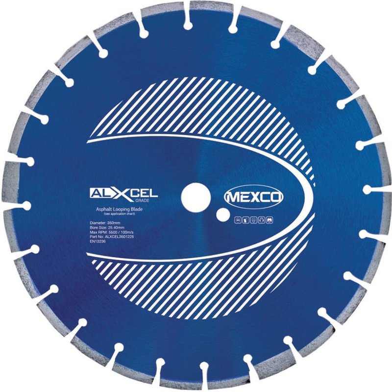 MEXCO Asphalt Looping Diamond Blade 350 x 25.4mm x 12mm Width ALXCEL3501225