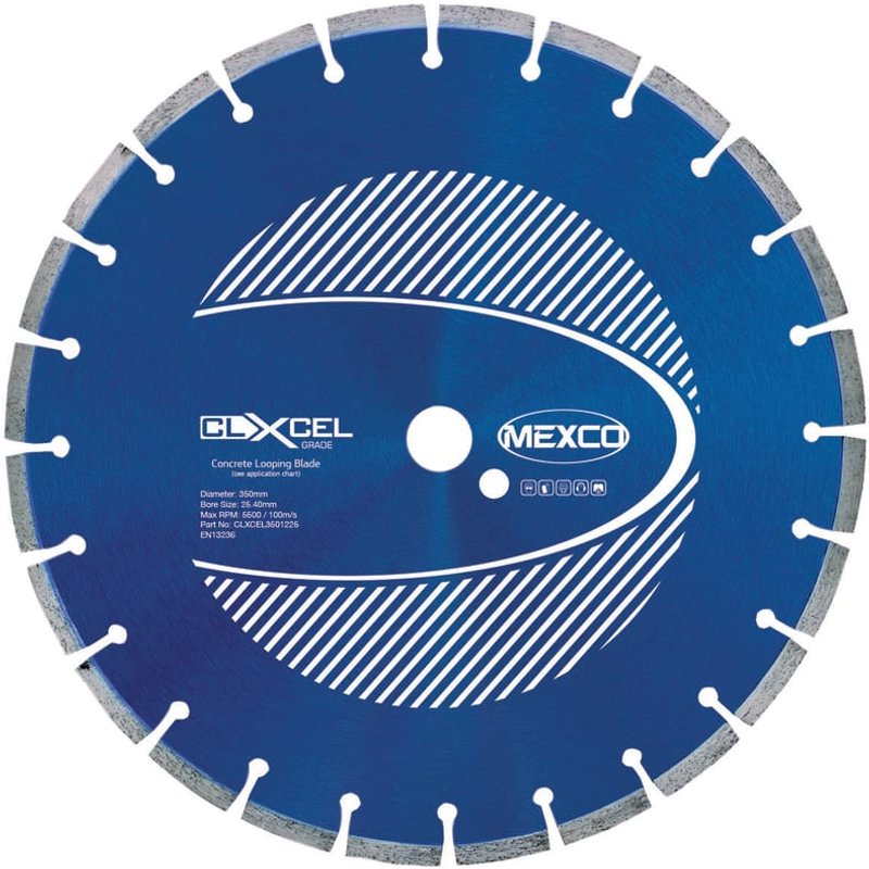 MEXCO Concrete Looping Diamond Blade 350 x 25.4mm x 12mm Width CLXCEL3501225