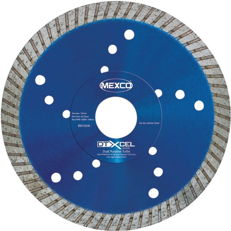MEXCO XCEL Grade Dual Purpose Turbo Diamond Blade 125 x 22mm DTXCEL12522