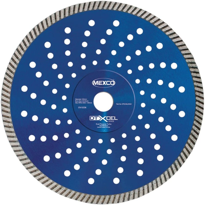 MEXCO XCEL Grade Dual Purpose Turbo Diamond Blade 230 x 22mm DTXCEL23022