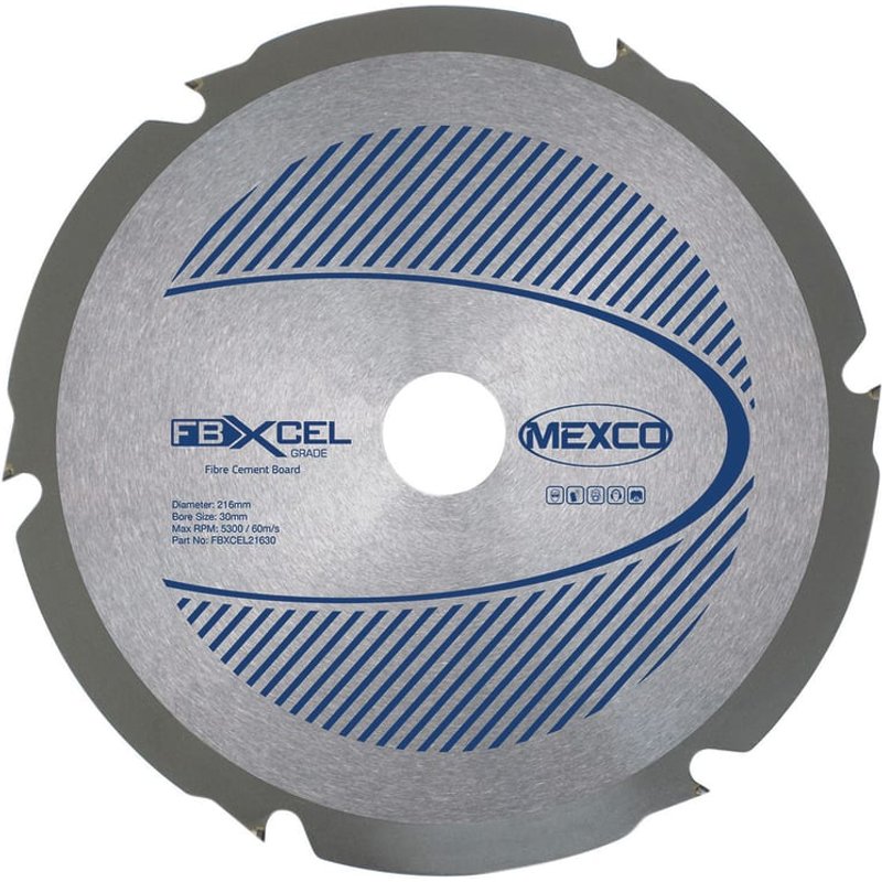 MEXCO Fibre Cement Board PCD Blade 216 x 30mm x 6T FBXCEL21630