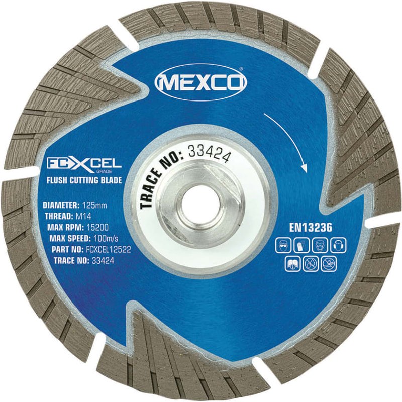 MEXCO FCXCEL Grade Flush Cut Diamond Blade 125 x 22mm FCXCEL12522
