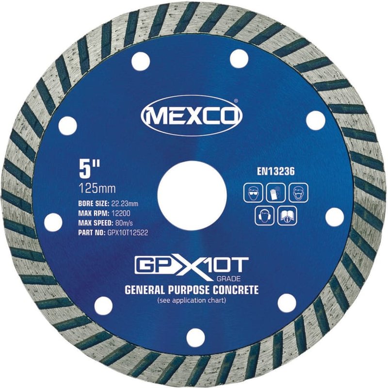MEXCO GP Concrete Turbo Diamond Blade 125 x 22mm GPX10T12522