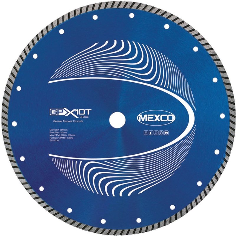 MEXCO GP Concrete Turbo Diamond Blade 300 x 20mm GPX10T30020