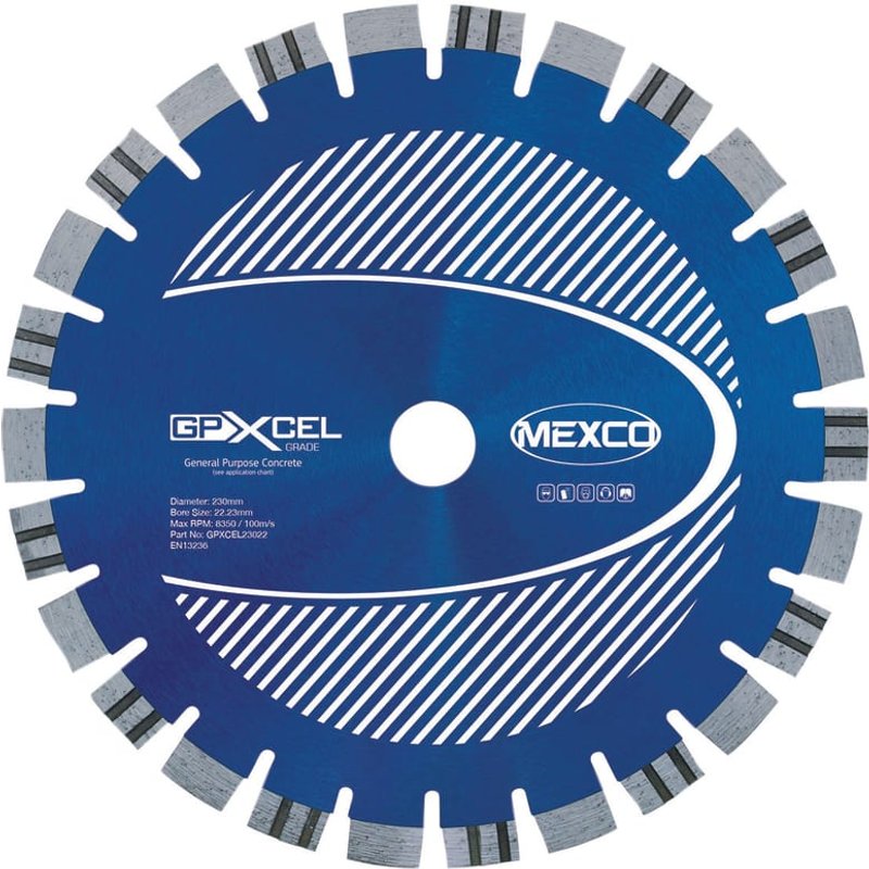 MEXCO XCEL GRADE Concrete Diamond Blade 230 x 22mm GPXCEL23022