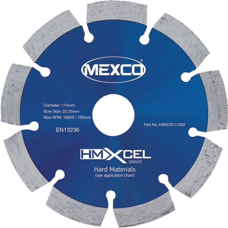 MEXCO XCEL Grade Hard Materials Diamond Blade 115 x 22mm HMXCEL11522