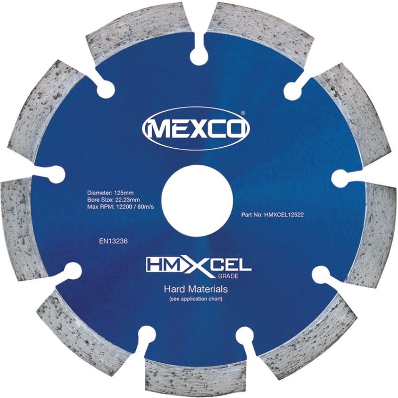 MEXCO XCEL Grade Hard Materials Diamond Blade 125 x 22mm HMXCEL12522