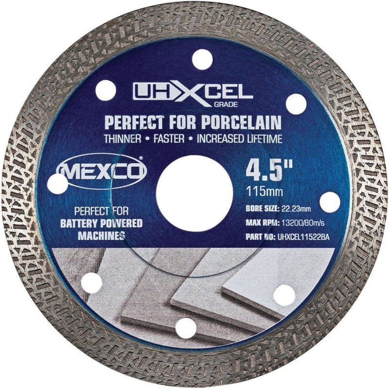 MEXCO UHXCEL Grade Porcelain & Ceramic Tile Diamond Blade 115 x 22mm UHXCEL11522BA
