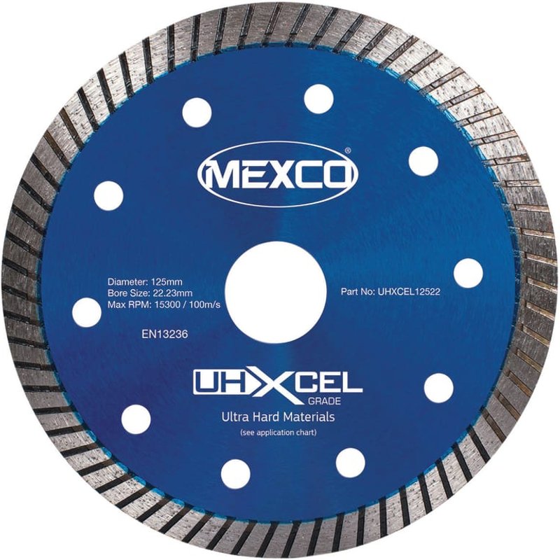 MEXCO UHXCEL Ultra Hard Materials Diamond Blade 125 x 22mm UHXCEL12522