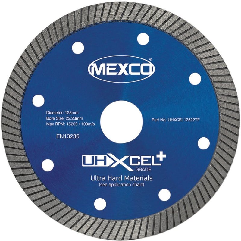 MEXCO UHXCEL+ Ultra Hard Plus Diamond Blade 125 x 22mm UHXCEL12522TF