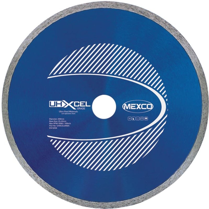 MEXCO UHXCEL Ultra Hard Materials Diamond Blade 200 x 25.4mm UHXCEL20025