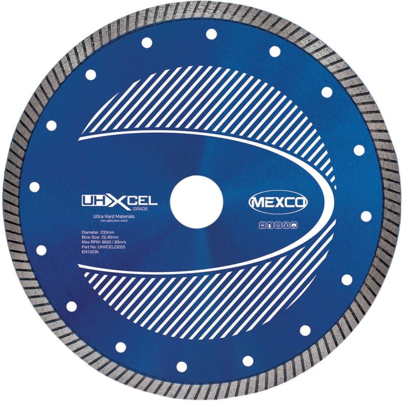 MEXCO UHXCEL Ultra Hard Materials Diamond Blade 230 x 25.4mm UHXCEL23025