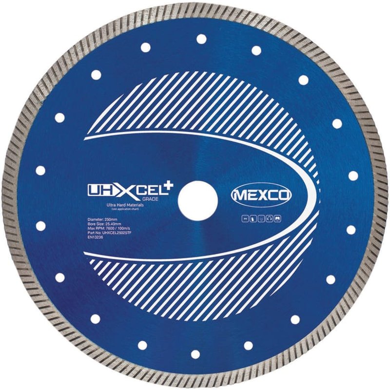 MEXCO UHXCEL+ Ultra Hard Plus Diamond Blade 250 x 25.4mm UHXCEL25025TF