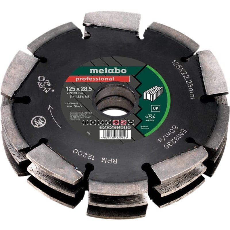 Metabo 3 Row Professional UP Universal Wall Chaser Blade 125 x 28.5 x 22.23mm 628299000