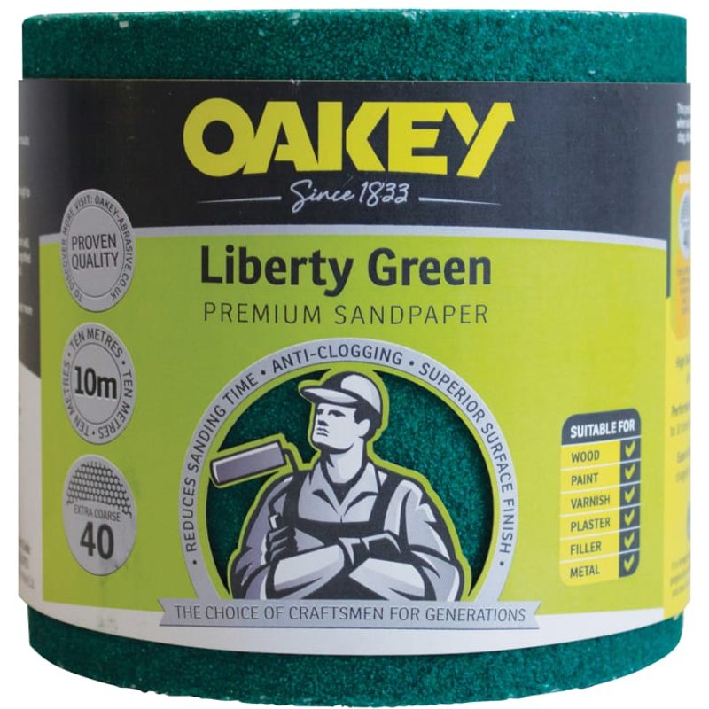 Oakey Liberty Green Sanding Roll 115mm x 10m Extra Coarse 40G 66261116753