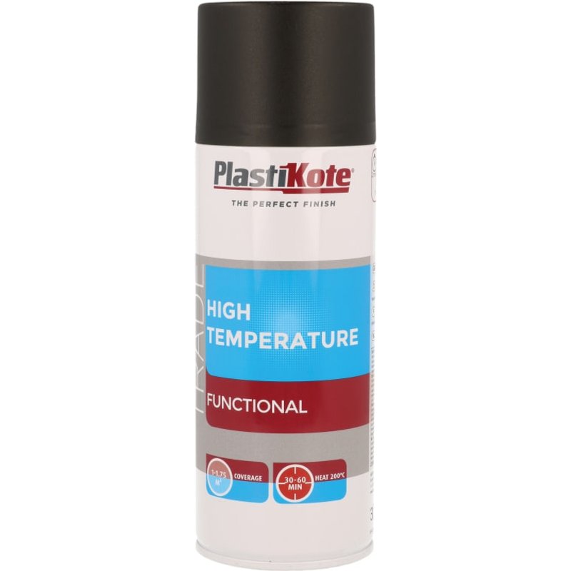 PlastiKote Trade High Temperature Spray Paint Black 400ml 071018