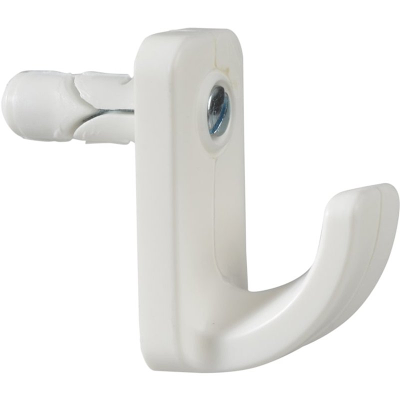 Plasplugs Hollow Door Hook Single White HW124 HW124